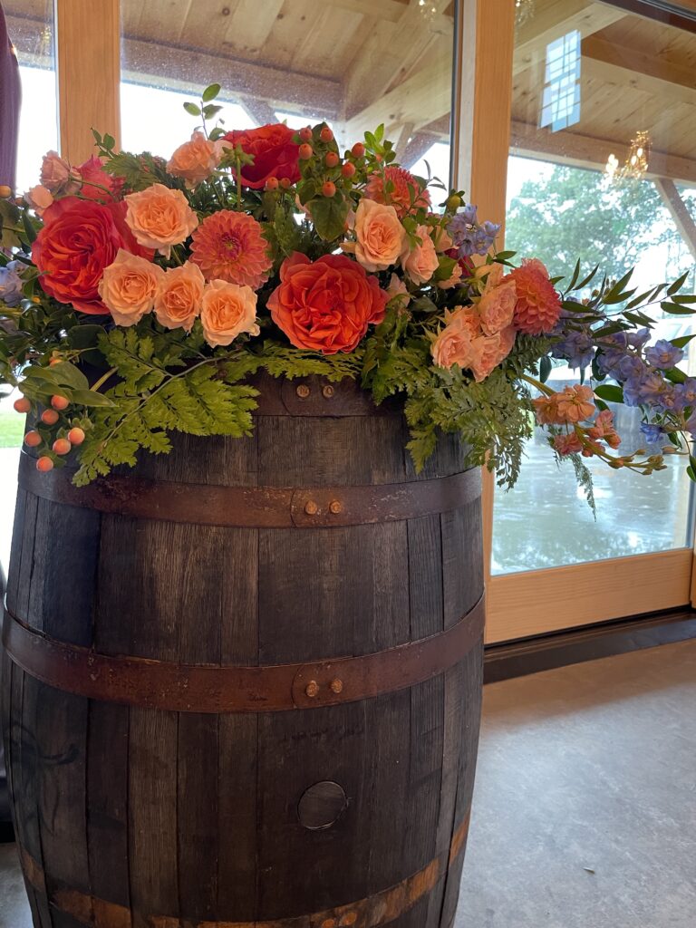 Wine Barrel Flower Decor