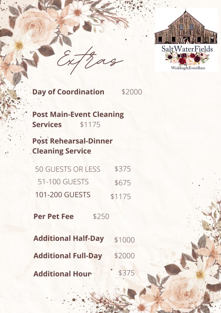SaltWater Fields Wedding & Event Barn Event Cleaning Services Prize